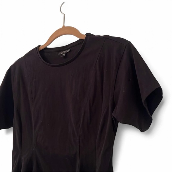 Topshop Black Corset Seam Peplum Tee Size 4 - Picture 4 of 9
